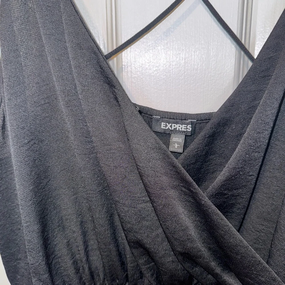 Express Black Silk Blouse with Crisscross Back - Picture 2 of 4